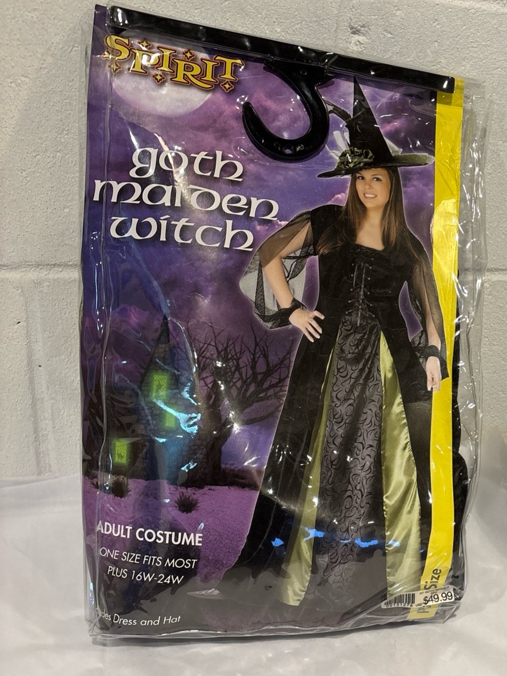 Spirit Halloween Goth Maiden Costume dress with hat black green plus size 16/24W